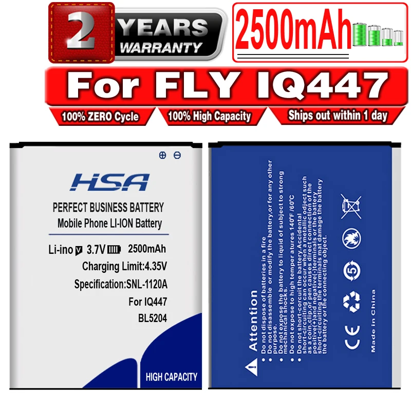 Новый аккумулятор 2500 мАч BL5204 мобильный телефон для FLY IQ447 | Мобильные телефоны и