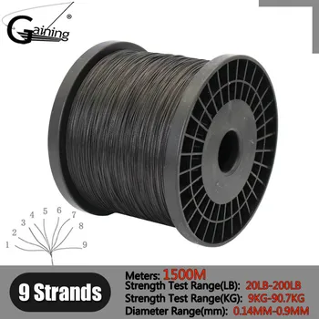 

9 Strands Braided Fishing Line 1500M Super Strong PE Line 20LB-200LB Multifilament Fishing Line