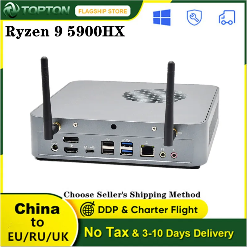 Topton NUC AMD Gaming Mini PC Ryzen 9 5900HX 8 Core 16 Threads TPM2.0 2*DDR4 PCIe SSD Desktop Computer Windows 11 WiFi6 BT5.2 | Компьютеры