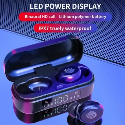 

m8 touch digital display bluetooth headset double ear with charging compartment earbud headset