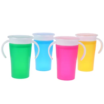 

360Degrees Rotated Baby Learning Drinking Cup With Double Handle lid Leakproof