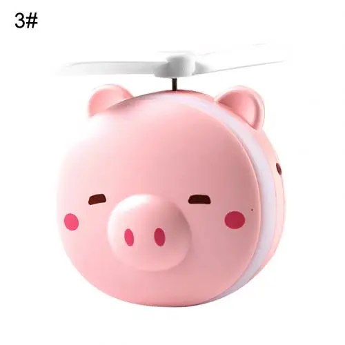 Мини портативное зеркало для макияжа со Свинкой из мультфильма, светодиодный USB Перезаряжаемый светодиодный светильник, зеркало для макияжа, веер для путешествий, женское косметическое зеркало - Цвет: 3