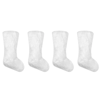 

2/4Pcs Plush Christmas Stockings White Faux Fur Large 19 inches Hanging Xmas Stockings for Christmas Fireplace Decorations Socks