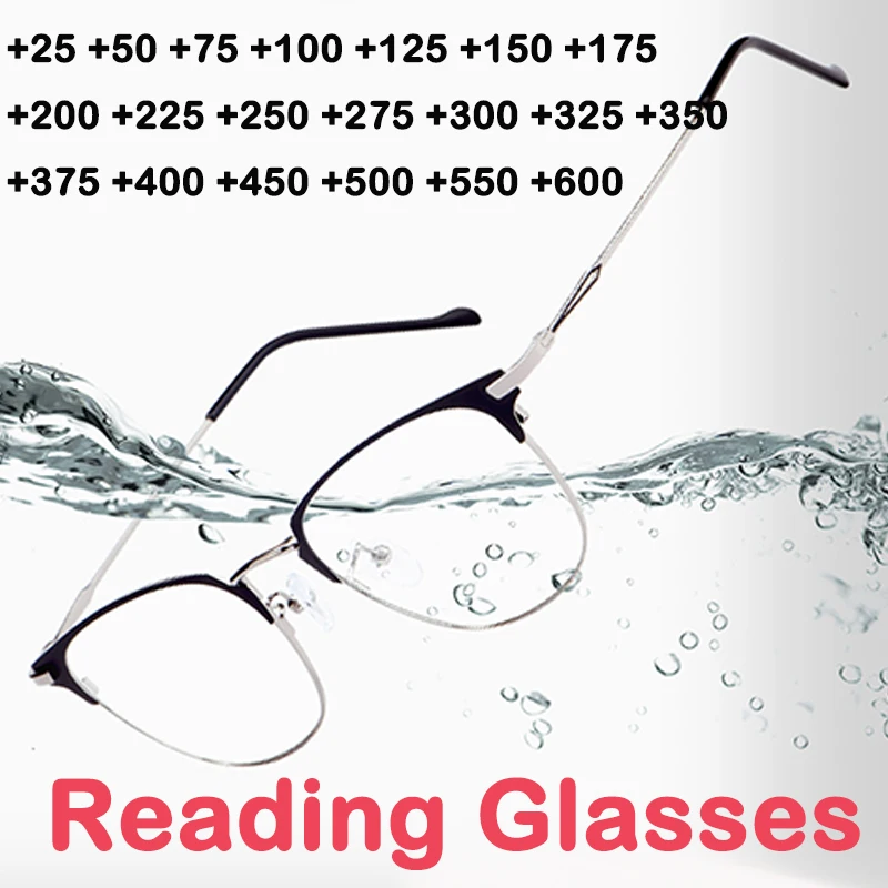 

Round Frame Anti-sweat Reading Glasses Unisex Clear Anti Blue-ray Presbyopic Glasses Vintage Ultra Light CR-39 Lens Black Silver