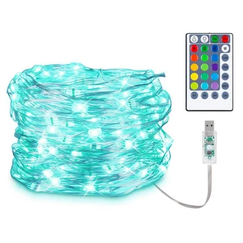 

USB 16 Colors Fairy String Lights Multi Color Christmas Lights Remote 33Ft 100 LEDs Waterproof Firefly Twinkle Lights