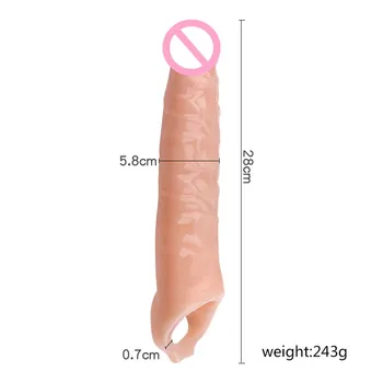 28cm Thicken Penis Extender Sleeve Reusable Condom Cock Massage Sex Toys For Men Delay Ejaculation Sex Products 3