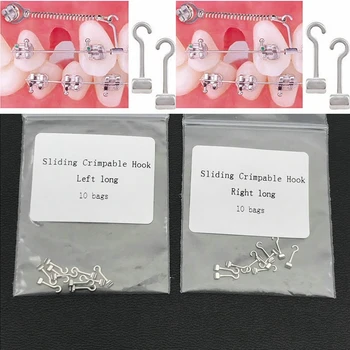 

50Pcs/5packs Dental sliding crimpable hooks Long Right/Left Dental Orthodontic Hook Dentist Materials