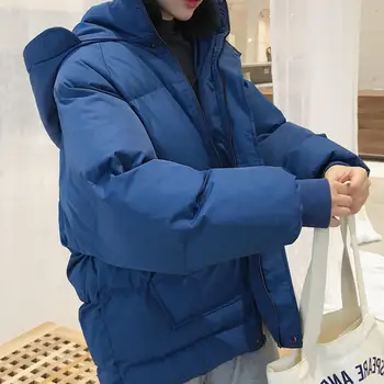 

New Down Cotton Coat Women Loose Winter Parka Jacket Warm Thick Coat Female Hooded Long Sleeve Women Winter Jacket Padded Q1923
