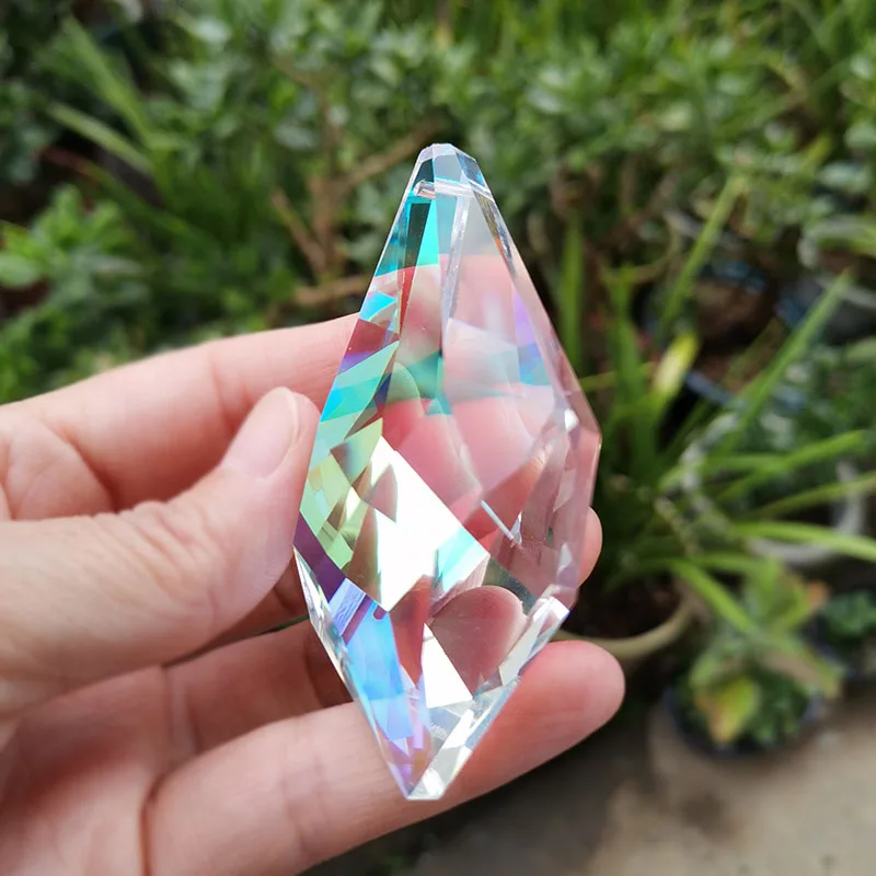 Description Picture 6 of item76mm Rainbow Maker Suncatcher Crystal Prisms Chandelier Parts Chakras Hanging Sun Catcher DIY Decor Craft Garden Decoration