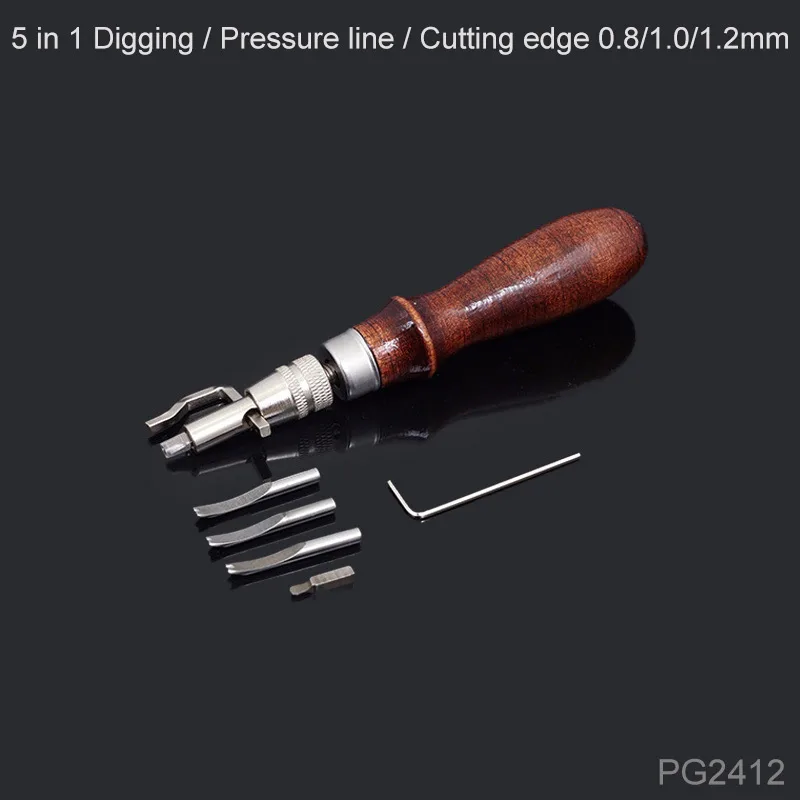 5 in 1 Groove Набор инструментов для рукоделия из кожи ручной набор для шитья с зубцами дырокол для штамповки краев креазер шило для шитья - Цвет: 5 in 1 Groove