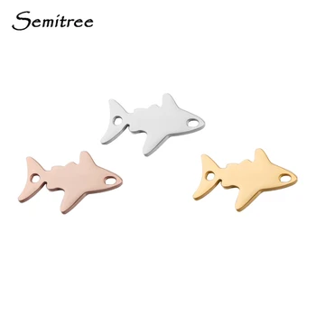 

Semitree 5pcs Stainless Steel Shark Bracelet Connectors Cute Animal Charms Pendant for DIY Jewelry Making Handmade Accessories