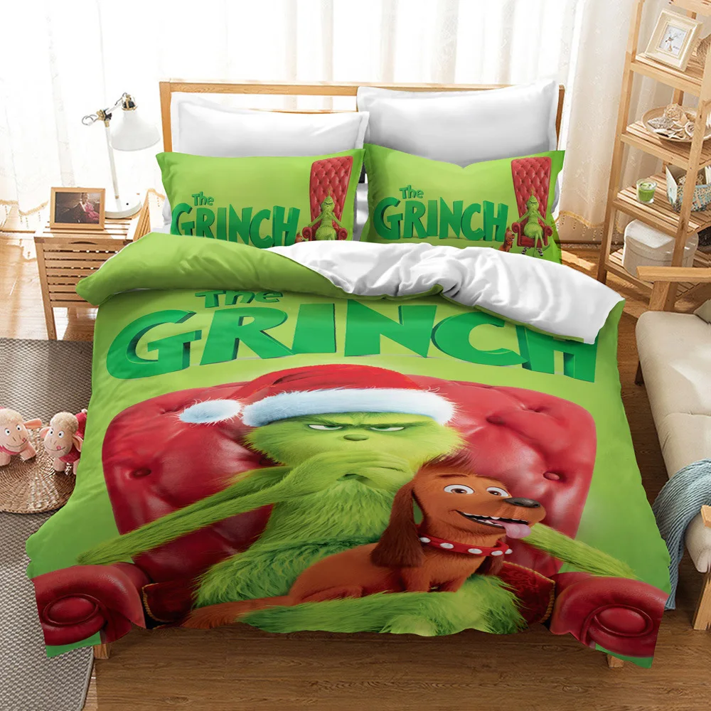 Cartoon Green Monster Grinch Bedding Set Duvet Cover Pillowcases Comforter  Cover Bed Linens Bedclothes Twin Full Queen King Size|Bedding Sets| -  AliExpress
