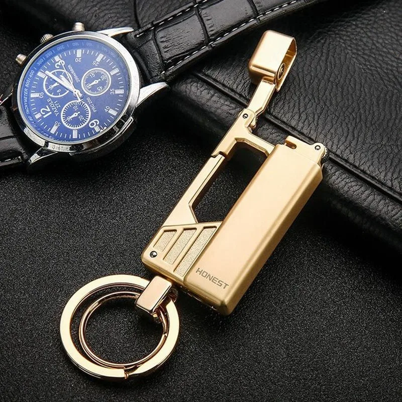 

Keychain Inflatable Metal Lighter Grinding Wheel Open Fmale Windproof Lighter Lighter Gadgets for Men Smoking Accessories