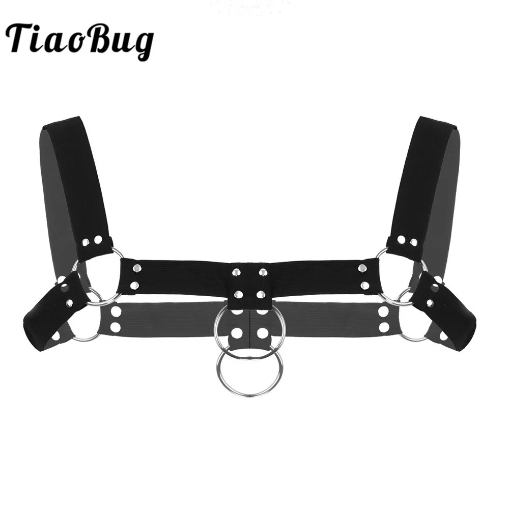 Men's Elastic Wide Shoulder Chest Muscle Harness Belts with Metal O