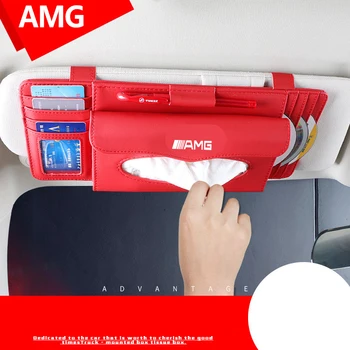 

1pcs For Mercedes benz A B R G Class GLK GLA C200 Car Sun Visor Hanging Type Tissue CD clip Multi-function card holder Styling