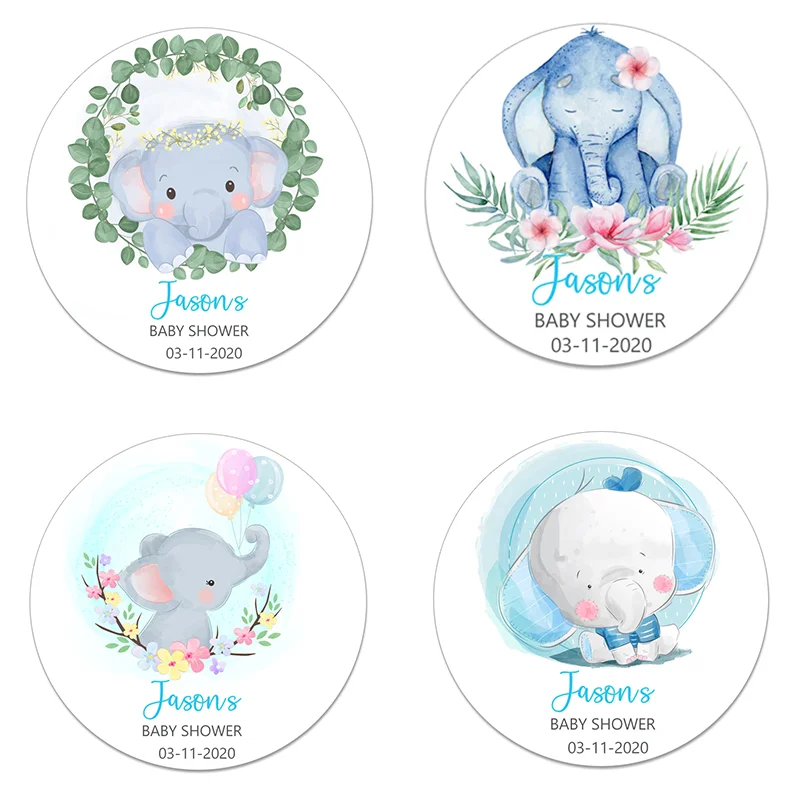Elephant Baby Shower Printed Elephant Baby Monthly Milestone Stickers ...