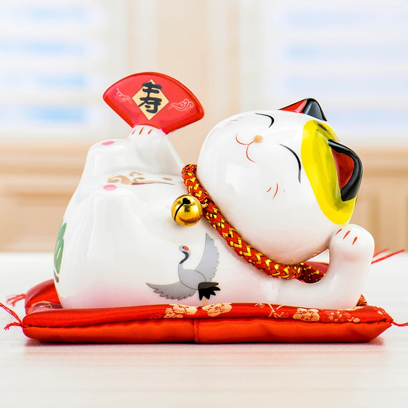 4 дюймов керамическая статуэтка Maneki Neko Lucky Cat Копилка Фортуна украшения "кошки" копилка фэн-шуй бизнес подарок