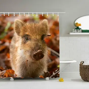 

Boar Waterproof and Mildew Resistant Bathroom Shower Curtain with Hooks