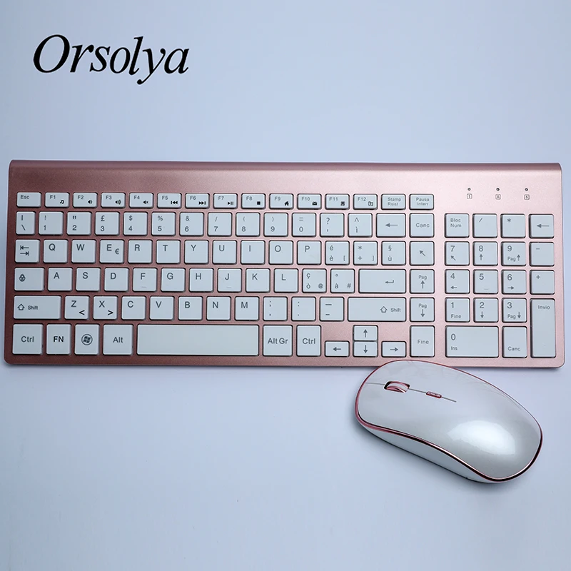 Беспроводная клавиатура и мышь Orsolya Whisper 2 4G тихая немецкая итальянская розовое
