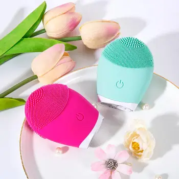 

Silicone Face Cleansing Brush Brochas Mini Electric Massage Waterproof Facial Cleanser Tool Soft Deep Face Pore Cleanser Brush