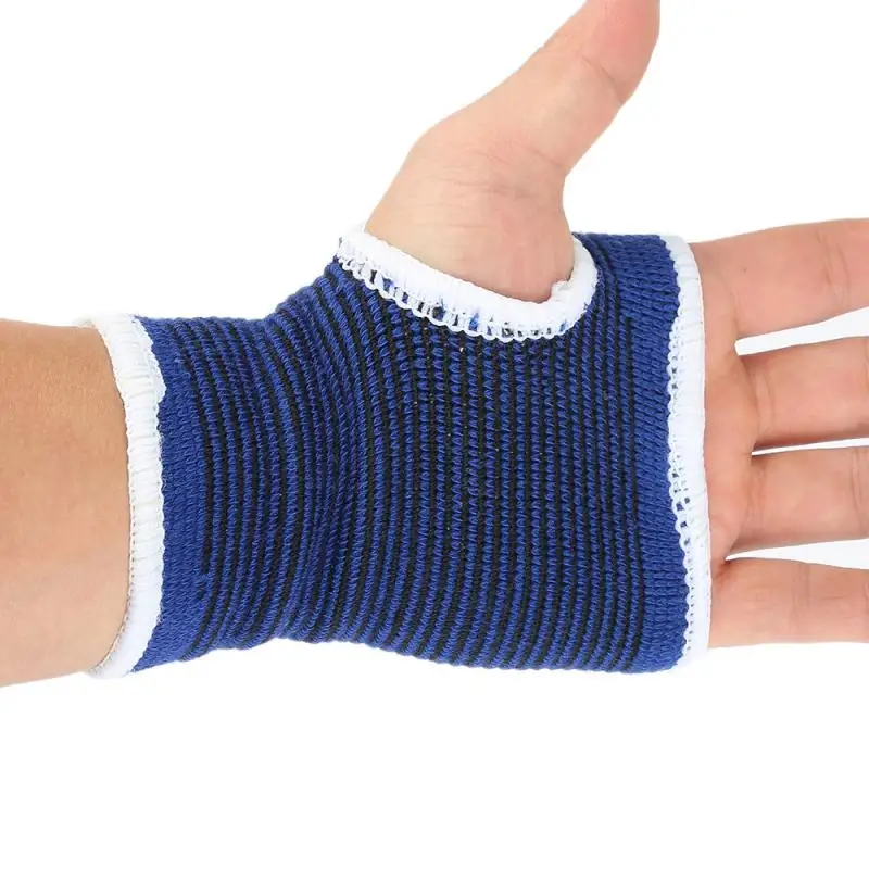 

2 uds. Guante de soporte de mano de Palma azul Unisex + bandas elásticas para el sudor protectores para la seguridad deportiva del voleibol y bádminton del gimnasio
