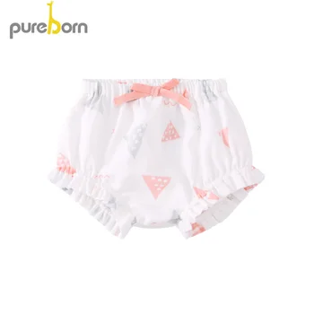 

Pureborn Toddler Infant Baby Bloomer Cartoon Print Baby Girl Shorts PP Pants with Bowknot Ruffle Cotton Summer Diaper Cover