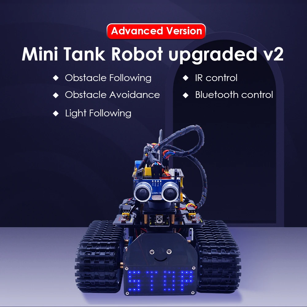 grafisk Henstilling dukke NEW! Keyestudio DIY Mini Tank V2.0 Smart Robot car kit for Arduino STEM