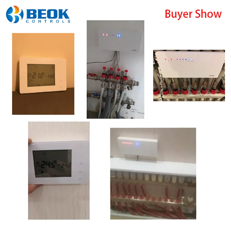 Beok 8-Channels Wireless Underfloor Heating Central Controller Warm Floor for Gas Boiler System Thermostat Actuators Servo