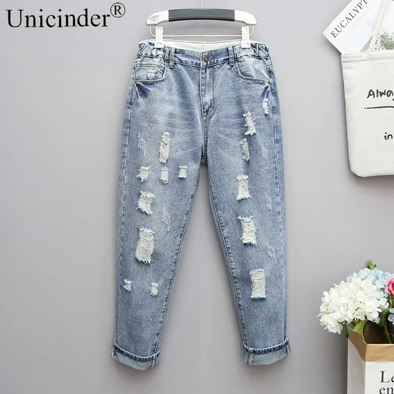 

Unicinder 2021 New Jeans Plus Size Women's Loose Harem Pants Radish Pants Full Length Elastic Waist 5xl Plus Size for Women