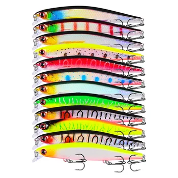 

YUZI 12PCS Fishing Lure Laser Hard Artificial Bait 3D Eyes 11cm 14g Wobblers
