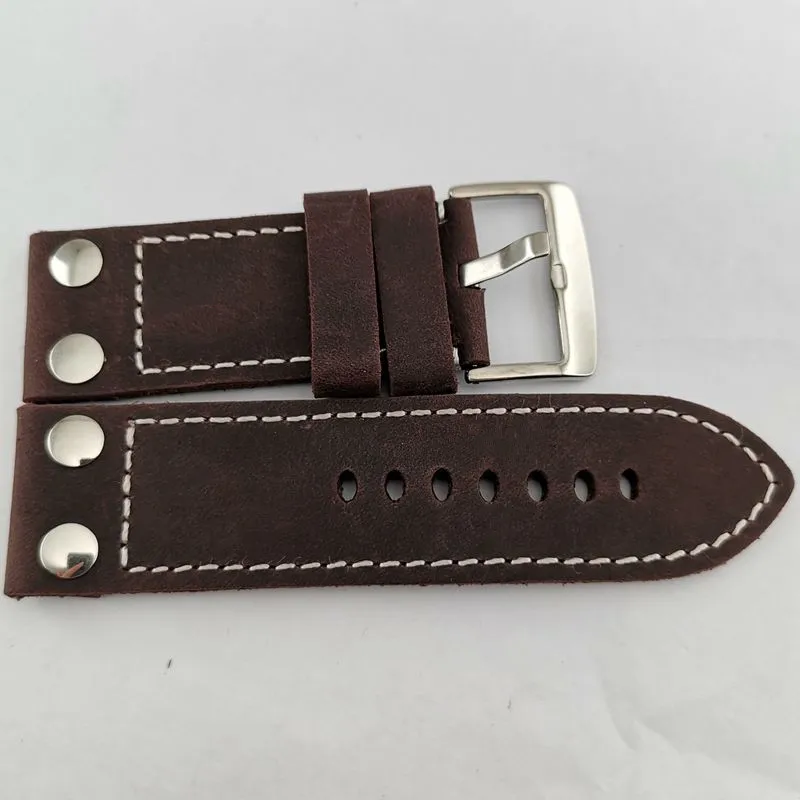 

Parnis 28mm Genuine Leather watch Strap Watch band Wristwatch Bands