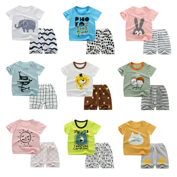 

Girl Boy Set Cartoon Cute cotton baby short-sleeved Korean version 2 pieces Casual Girls Outfits Toddler Boy Sport Clothes