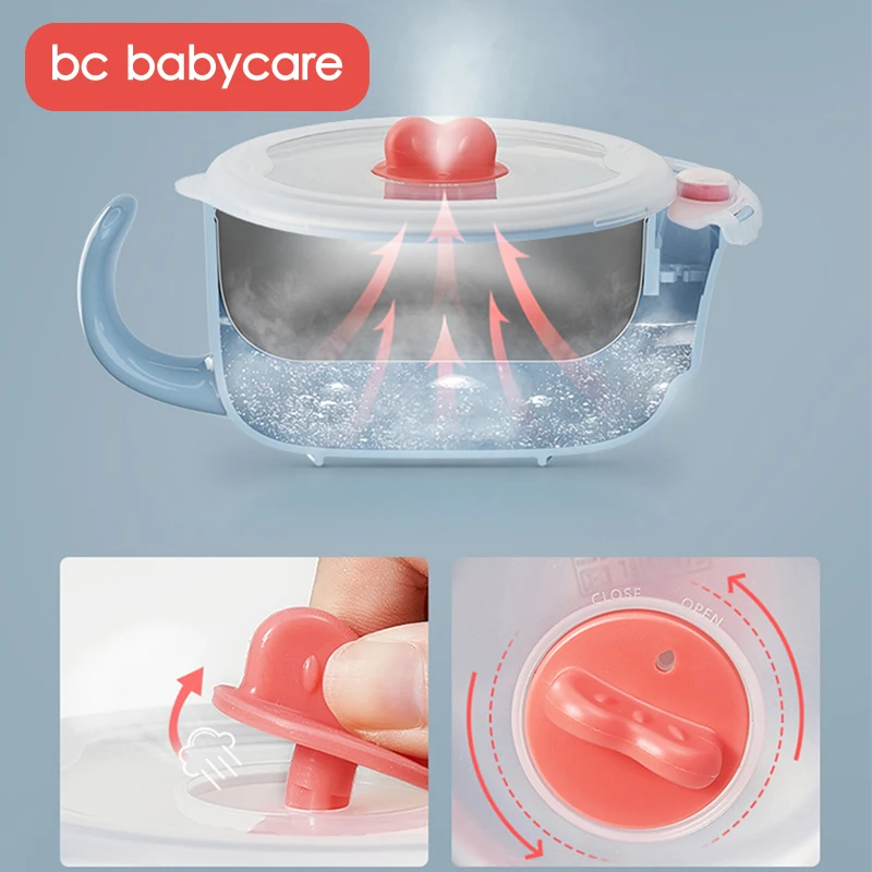 Изоляционная чаша для кормления ребенка BC Babycare 316 из нержавеющей стали с крышкой