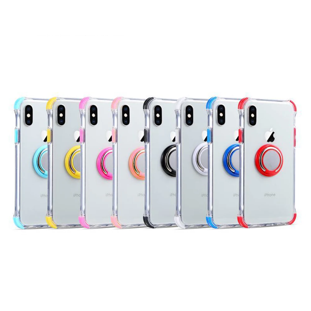 

Magnetic Metal Finger Ring Holder Silicon Phone Case Soft TPU Clear Skin Cover For iPhone 6 6s Plus 7 8 X XS MAX XR 11 Pro Color