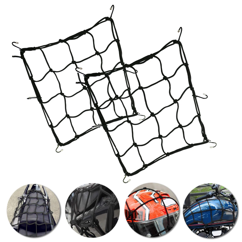 Universal Motorcycle Luggage Net 2/6 Hooks Black Motorcycle Helmet Belt Fixed Strap Elastic Rope Motorbike Helmet Mesh