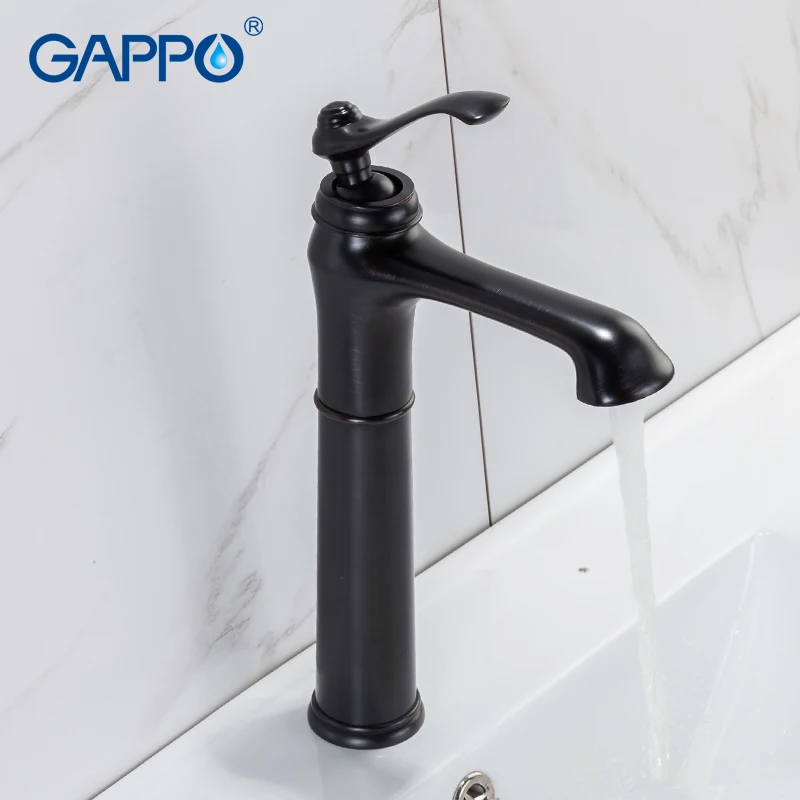 Смесители для раковины GAPPO высокий черный водопад крепление на раковину кран