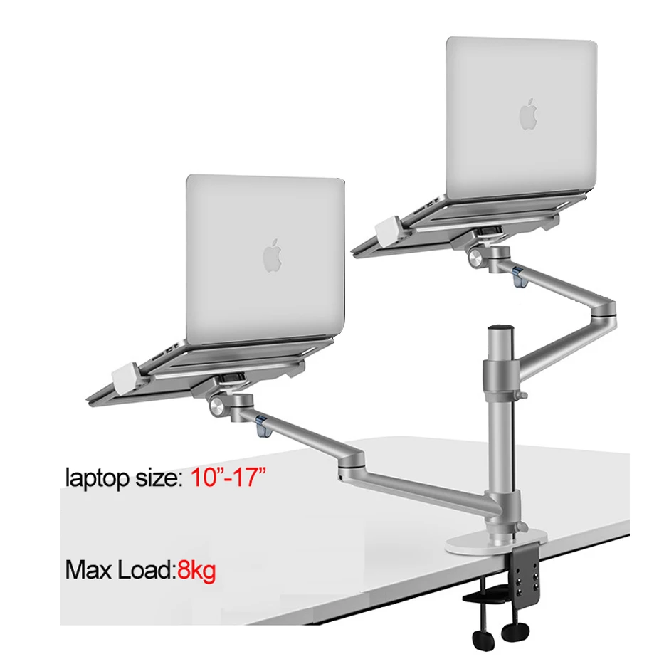 Ergonomia de Prata de Alumínio Suporte de Computador Portátil Duplo Desktop Notebook Montagem Braço Ol-13l 10 -17