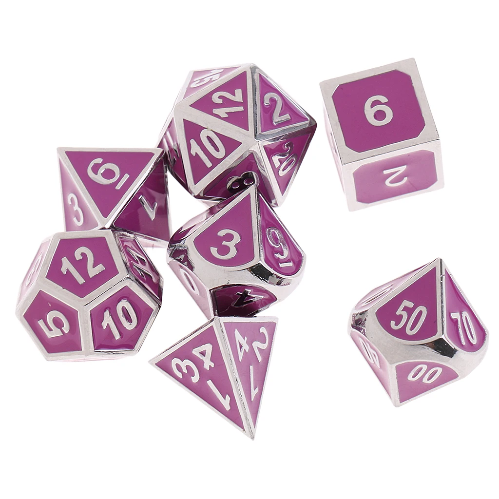 7x D4 D6 D8 D10 D12 D20 Набор кубиков многогранные для Подземелья и Драконы фиолетовый