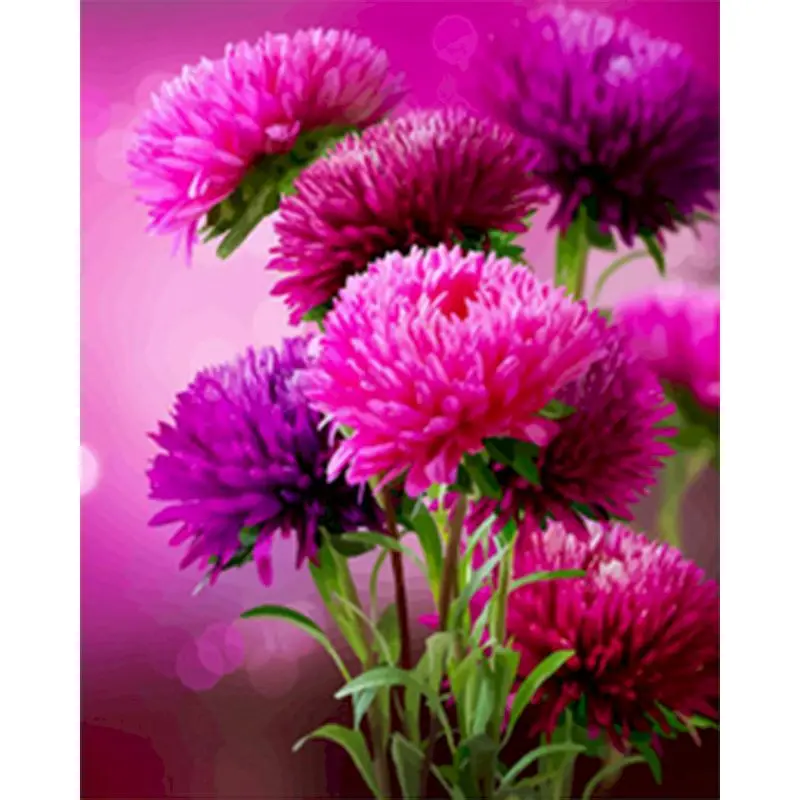 Beautiful Oil Painting Purple autumn flowers By Numbers Paint Flower DIY Modern Canvas Picture Hand Painted Home Decor | Дом и сад
