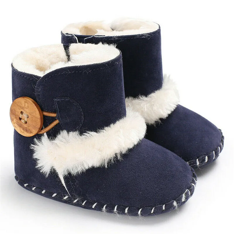 Newborn Kid Winter Boots Baby Girl Boy Snow Boots Winter Half Boots Infant Kids New Soft Bottom Shoes - Цвет: Синий