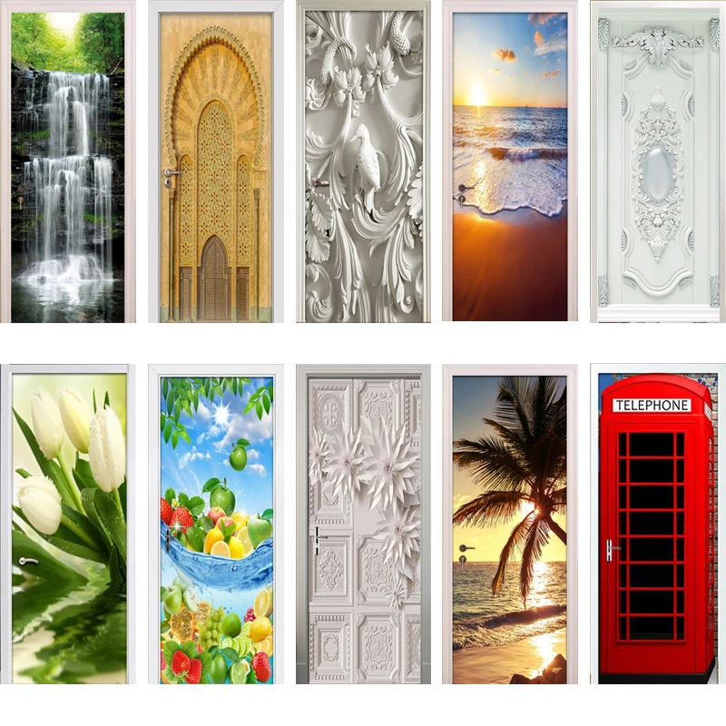 3D Door Sticker Door Wrap Wall Sticker Mural Wallpaper Self Adhesive PVC Removable Waterproof Door Decal Home Decor Dropshipping