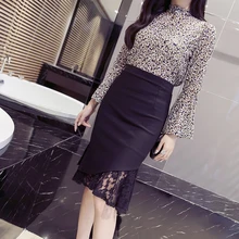 Новая женская юбка Лоскутная кружевная посылка ягодицы в длинном хвосте юбки черные 808