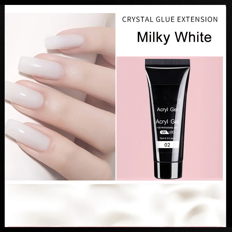 15ml Poly Nail Gel Quick Extensions Builder Extend Nail Art Acrylic Gel Varnish LED/UV Clear White Finger Form Manicure Tool