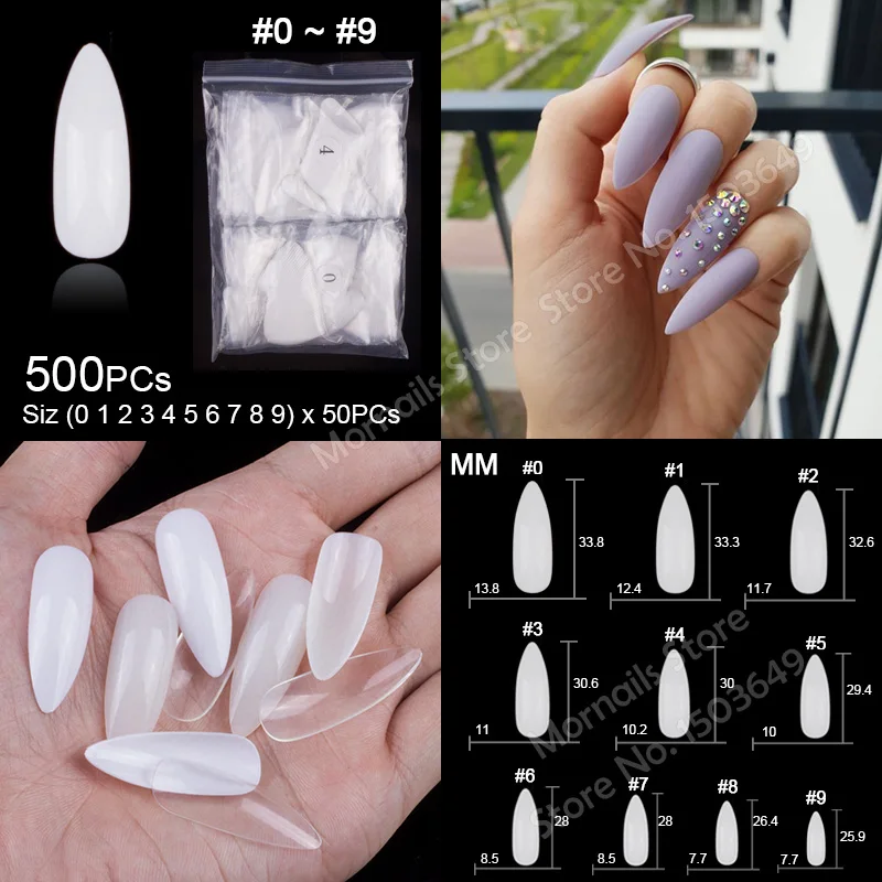 A14-White-500PCs Популярные 100 штук, 200 штук, 500 штук балерины на шпильках, круглые квадратные накладные Типсы для маникюра, накладные ногти - Color: A14-White-500PCs
