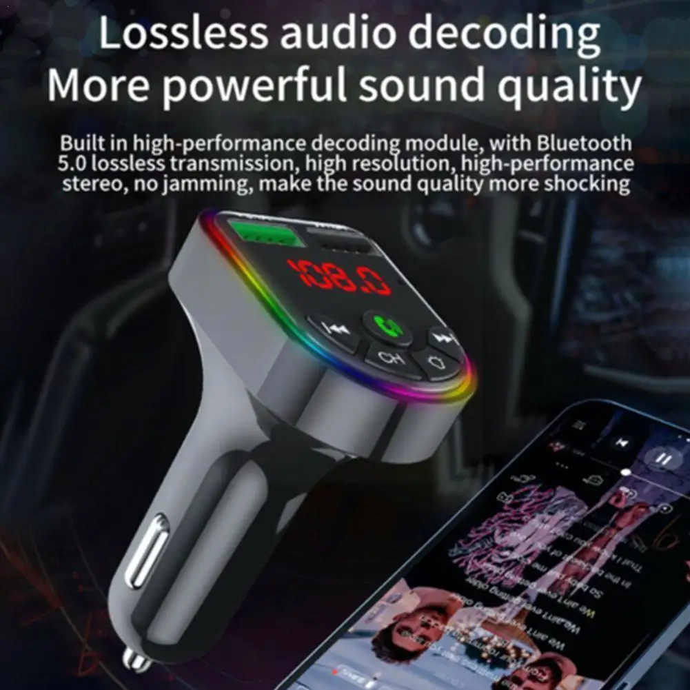 Автомобильный FM-передатчик F6 беспроводной MP3-плеер BT5.0 с функцией зарядки 12-24 В |