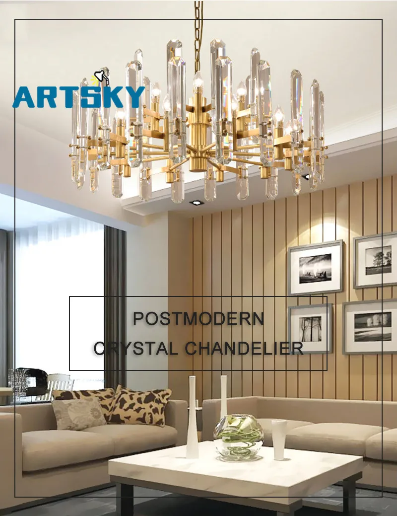 Modern Luxury Dining Room Decorated with Crystal Chandelier for Kitchen Bedroom