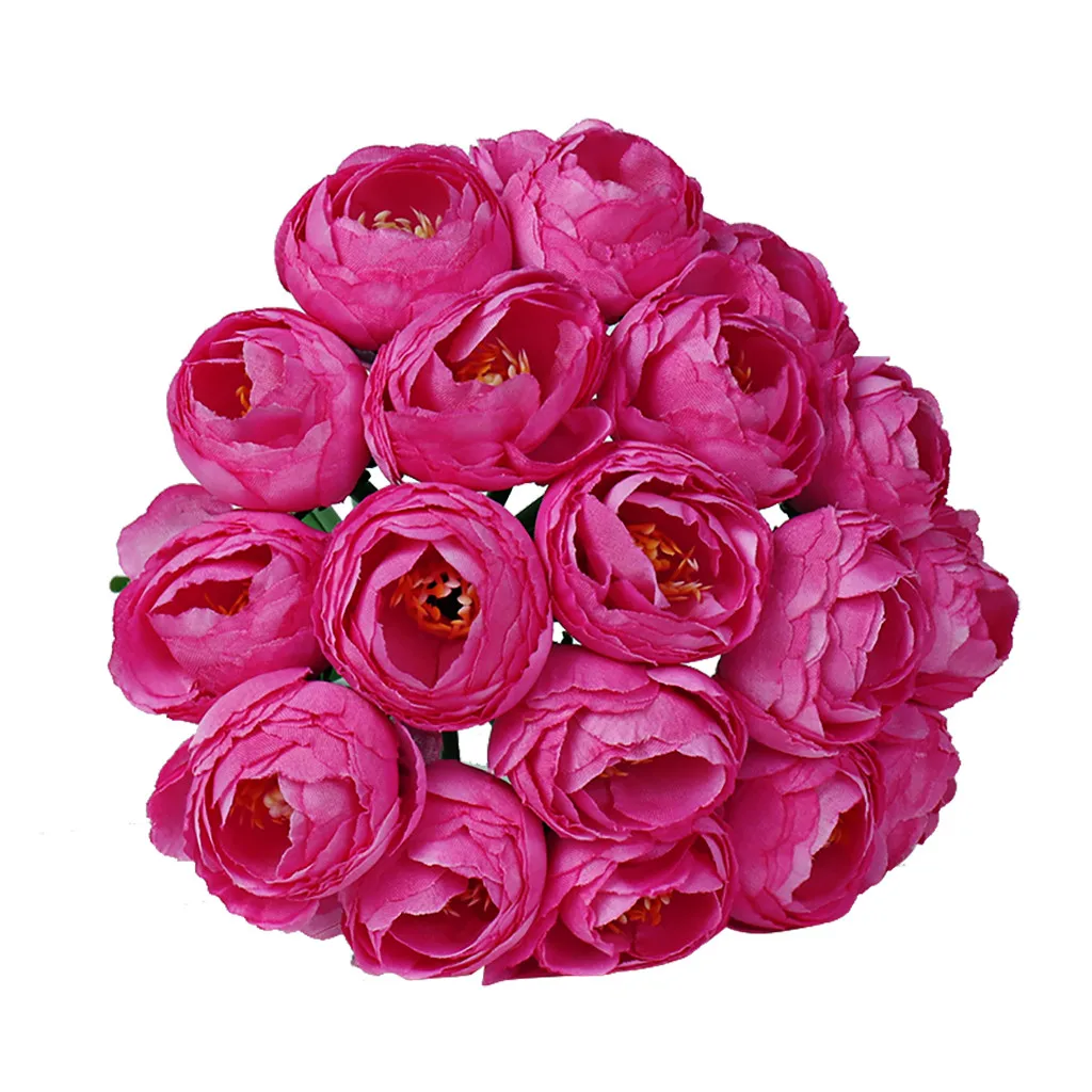 Hot Pink Свадебные искусственные цветы камелии Кристалл Роза жемчуг Невесты Свадебный букет невесты Искусственные Цветочные украшения из шелка - Цвет: Hot Pink