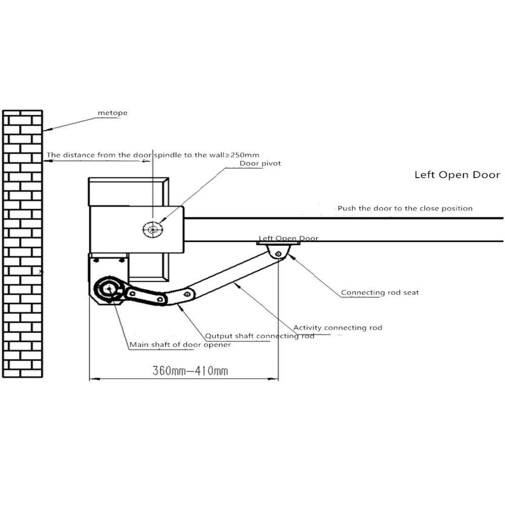 AC100-240V Automatic Gate Door Opener Side Mounted Rainproof Metal 90 Degree Ele