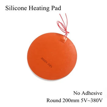 

Round 200mm 5V 12V 24V Silicone Heating Pad Electric Silicone Rubber Heat Mat Heated Bed Plate Flexible Waterproof 3D Printer