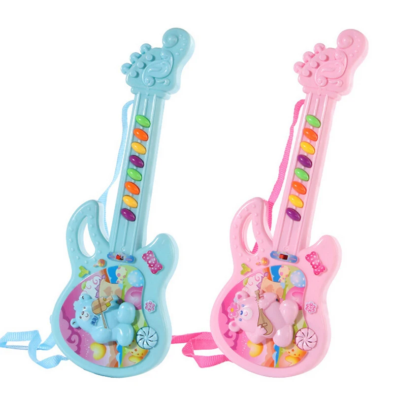 Children Musical Instrument Toy Electric Guitar Sound Light Kids Music Toy Cartoon Pattern Colorful Baby Educational Toy Gifts
